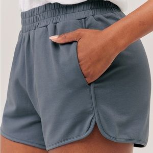 Pact The Studio Curved Hem Short XXL Blue Dusk Organic Cotton Gym Workout Comfy